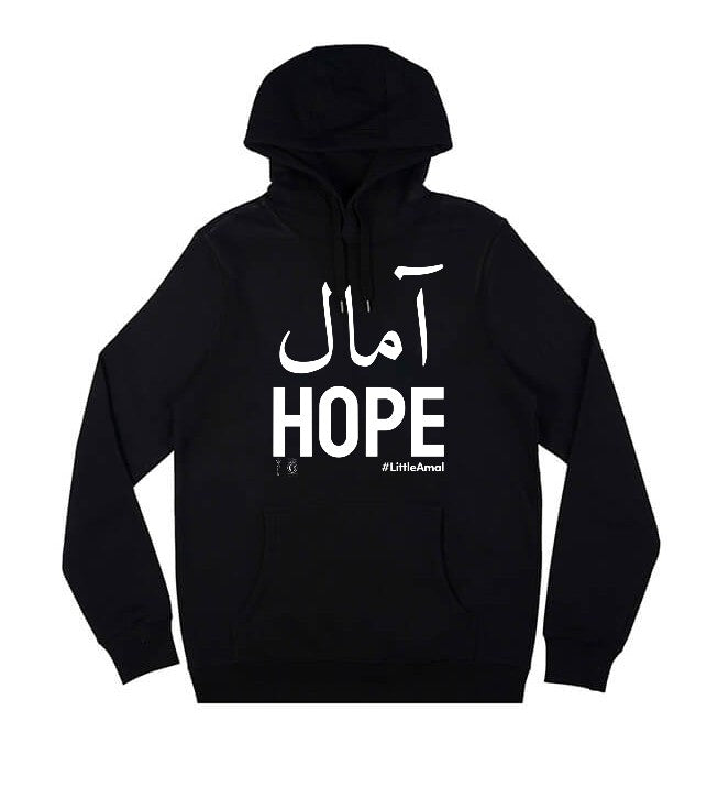 Hope - White Print - Youth Black Hoody